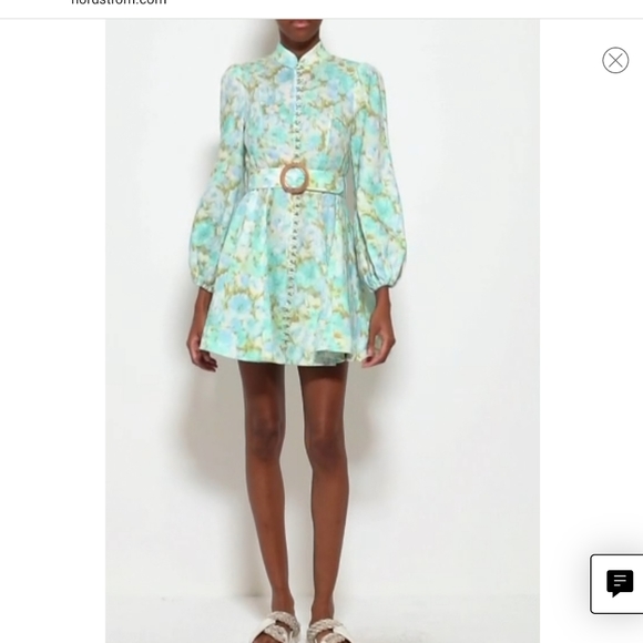 Zimmermann High Tide Buttoned mini dress sz 1 Aqua Ikat Floral - Picture 2 of 13